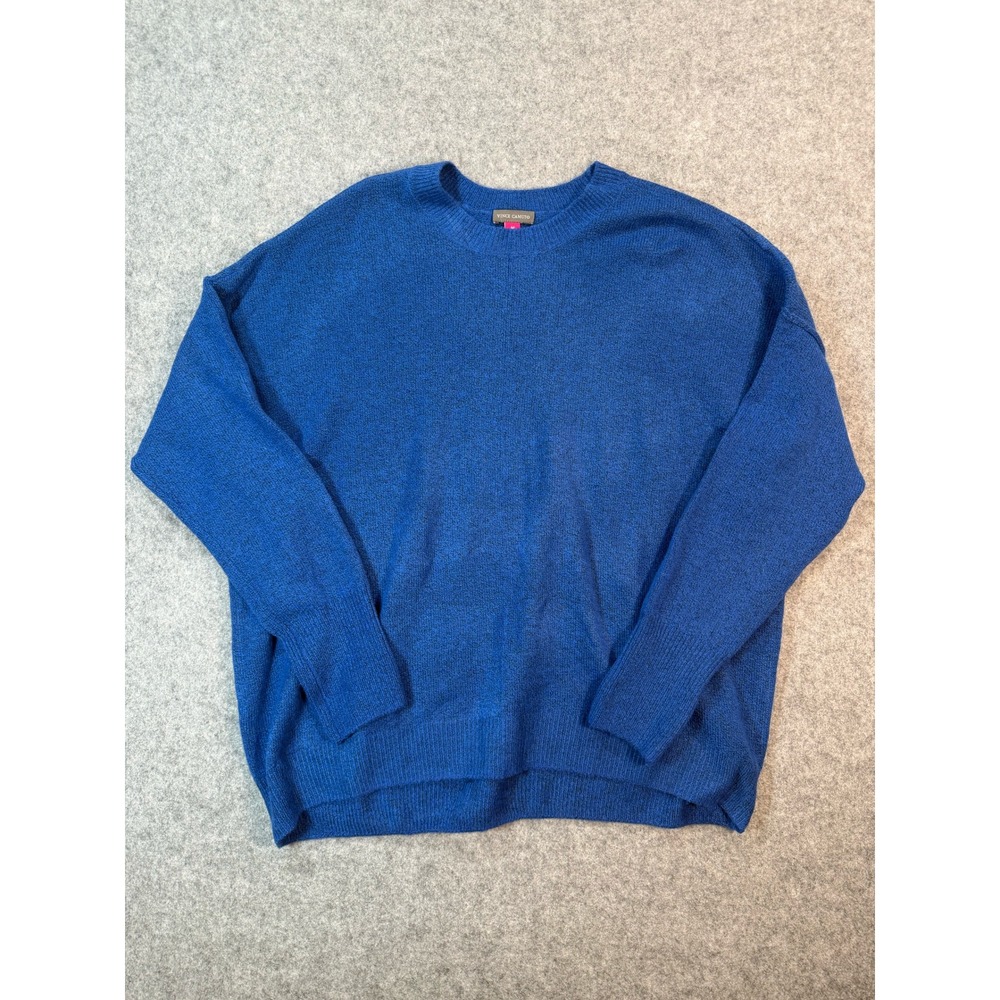Vince Camuto Womens Blue Oversized Crewneck Knit Sweater‎ Medium Drop Shoulder